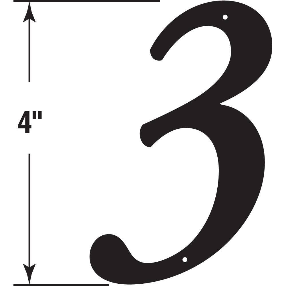 Prime-Line 4 in. House Number 3, Diecast, Black Finish (2)