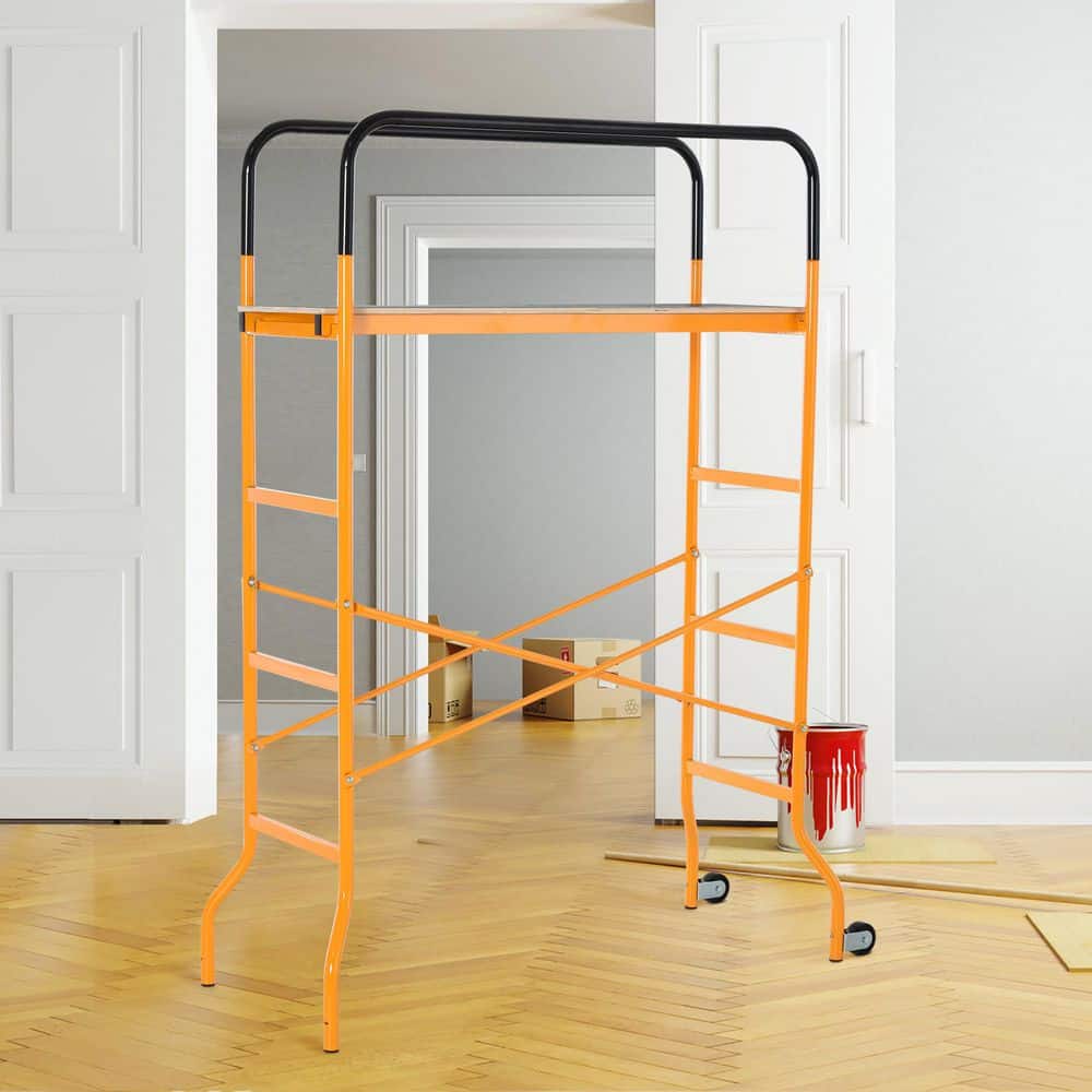 maocao hoom 4-Step Steel 4.6 x 2 x 6 ft. Scaffold 2 Wheels Free Moving for Indoor & Outdoor Decoration Anti-Skid, 440 Pound Capacity (2)