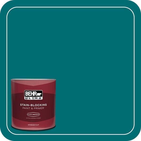 BEHR ULTRA 1 qt. #MQ6-35 Teal Motif Extra Durable Flat Interior Paint & Primer (2)