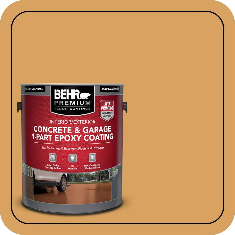 BEHR PREMIUM 1 gal. #MQ4-10 Amber Brew Self-Priming 1-Part Epoxy Satin Interior/Exterior Concrete and Garage Floor Paint (1)