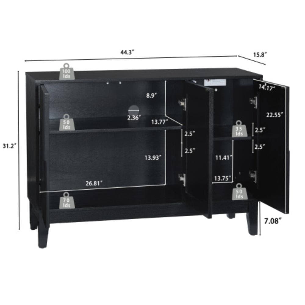 Unbranded 44.3 in. W x 15.8 in. D x 31.2 in. H Bathroom Black Linen Cabinet (2)