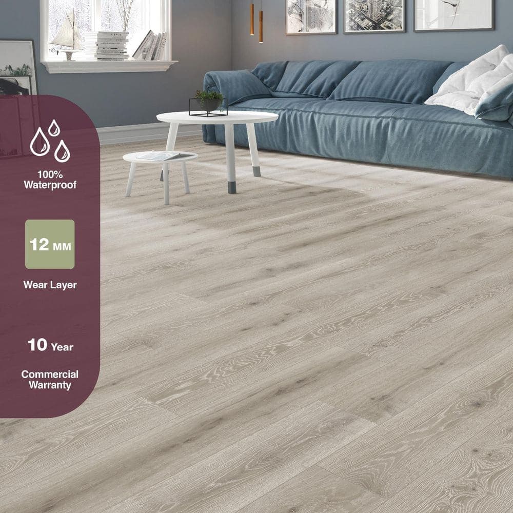 Home Decorators Collection Larkmead Oak 12mm T x 7.56 in. W Waterproof Laminate Wood Flooring (15.95 sq. ft./Case) (3)