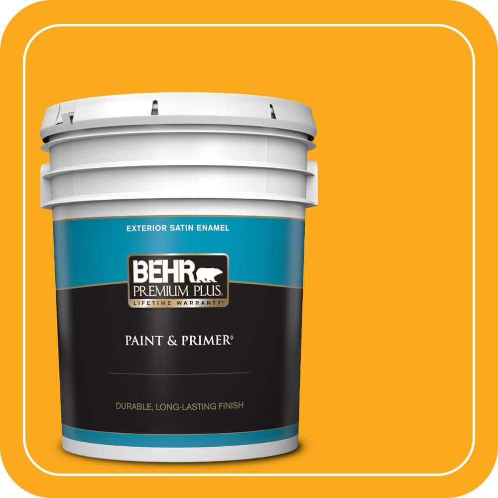 BEHR PREMIUM PLUS 5 gal. #P270-7 Sunny Side up Satin Enamel Exterior Paint & Primer