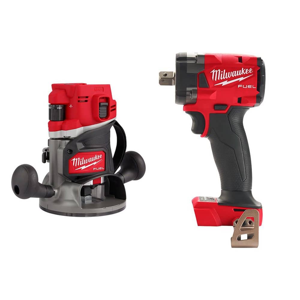 Milwaukee M18 FUEL 18V Lithium-Ion Cordless Brushless 1/2 in. Router w/ 1/2 in. Impact Wrench (1)