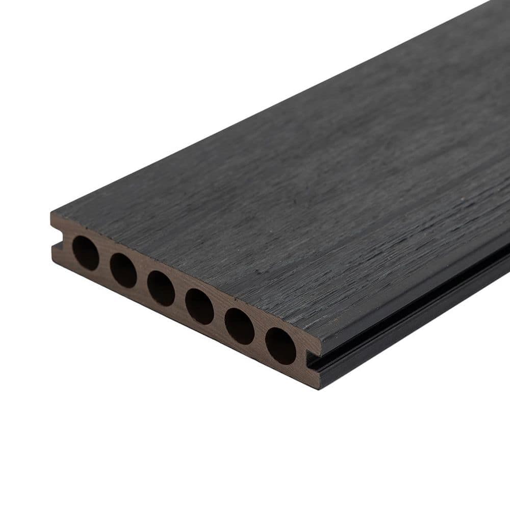 mondaria Outdoor Waterproof 1 in. x 5.4 in. x 8 ft. Black Hollow Composite Decking Board (9-Pack)