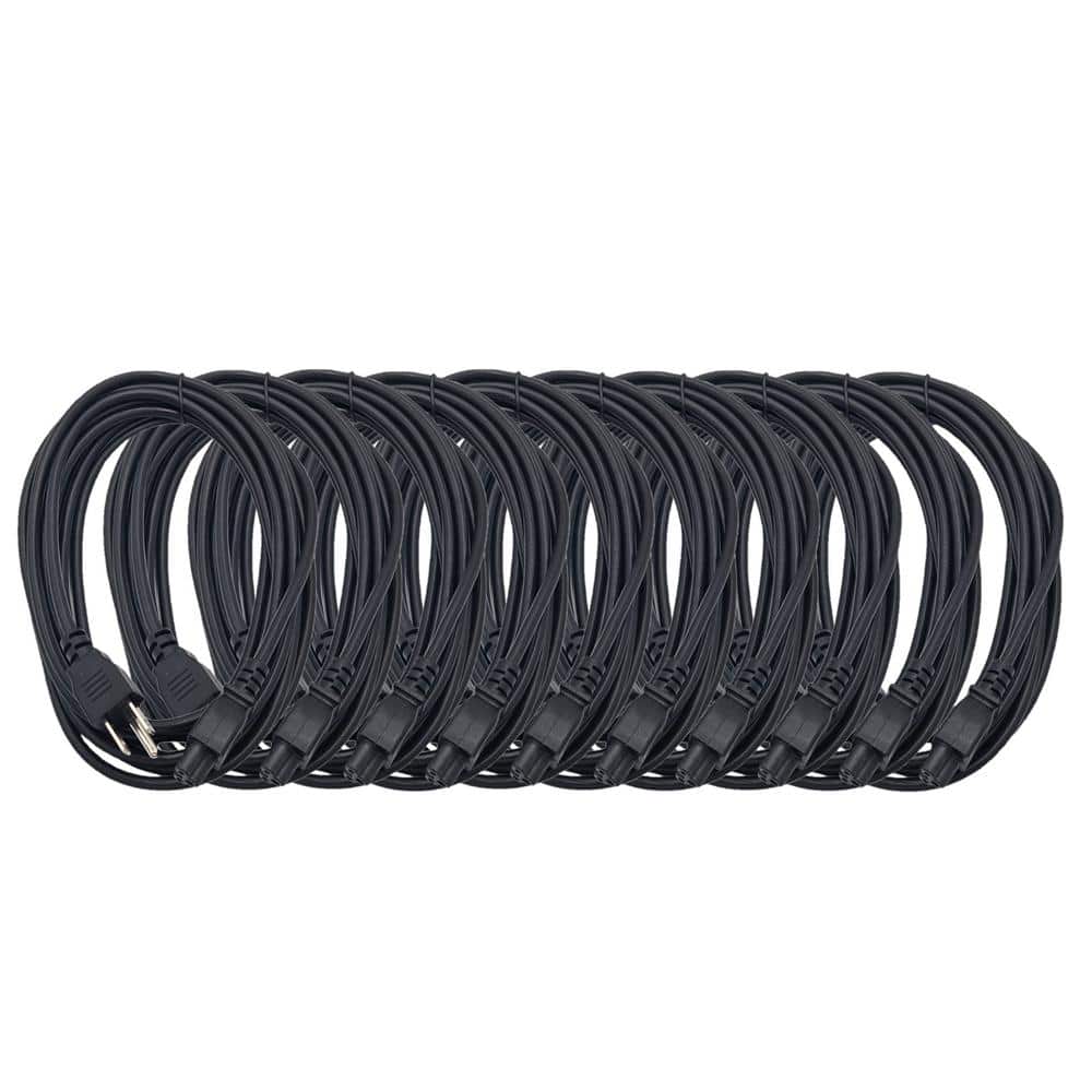 Micro Connectors, Inc 6 ft. NEMA 5-15P to C5 (18AWG)/3-Prong Indoor Notebook/ TV /Power Cord, UL Approved in Black (10-Pack) (1)