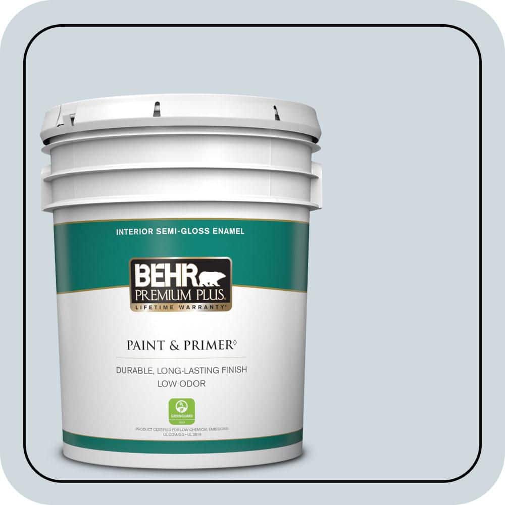 BEHR PREMIUM PLUS 5 gal. #MQ3-57 Siberian Ice Semi-Gloss Enamel Low Odor Interior Paint & Primer