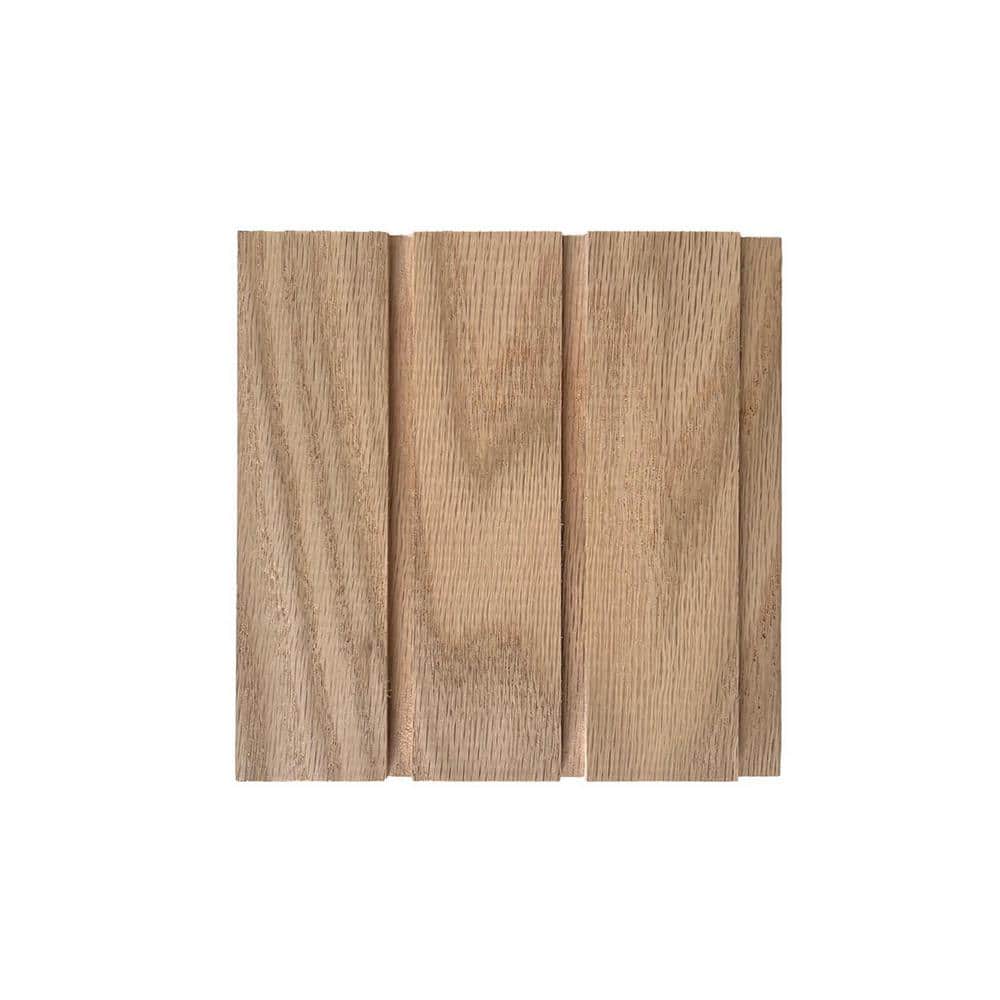 Timeline Sample - Fluted Solid Oak 5.5 in. x 5.5 in. Unfinished Thin Square Real Wood Slat Wall Panels (Sample 1-Piece) (1)