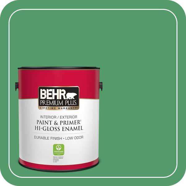 BEHR PREMIUM PLUS 1 gal. #P410-6 Solitary Tree Hi-Gloss Enamel Interior/Exterior Paint & Primer (2)