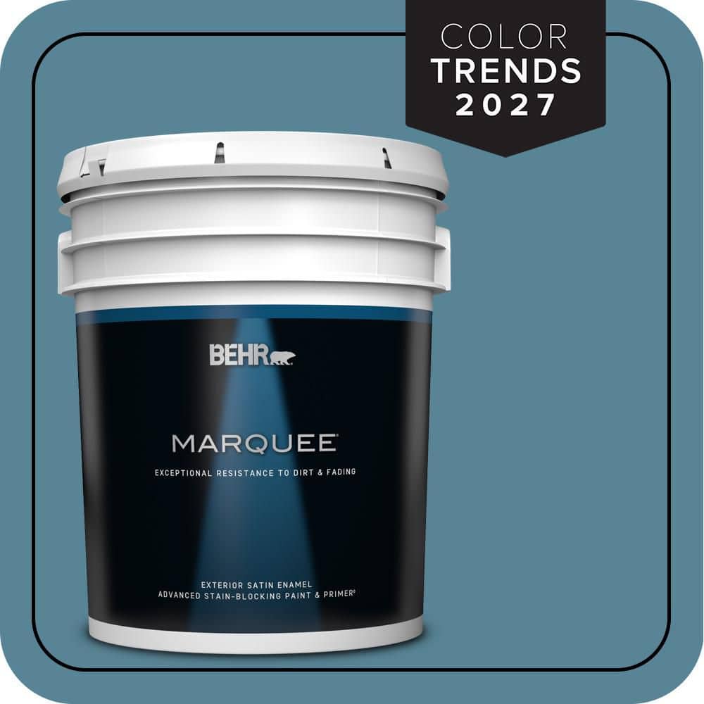 BEHR MARQUEE 5 gal. #S480-5 Blue Moon Bay Satin Enamel Exterior Paint & Primer