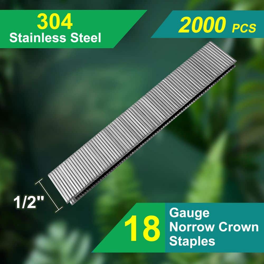 YICHUHAOXI Staple Narrow Crown 1/4 in. Handle Stainless Steel Silver 18-Gauge 2000-Pieces Pack for Staple Guns (3)