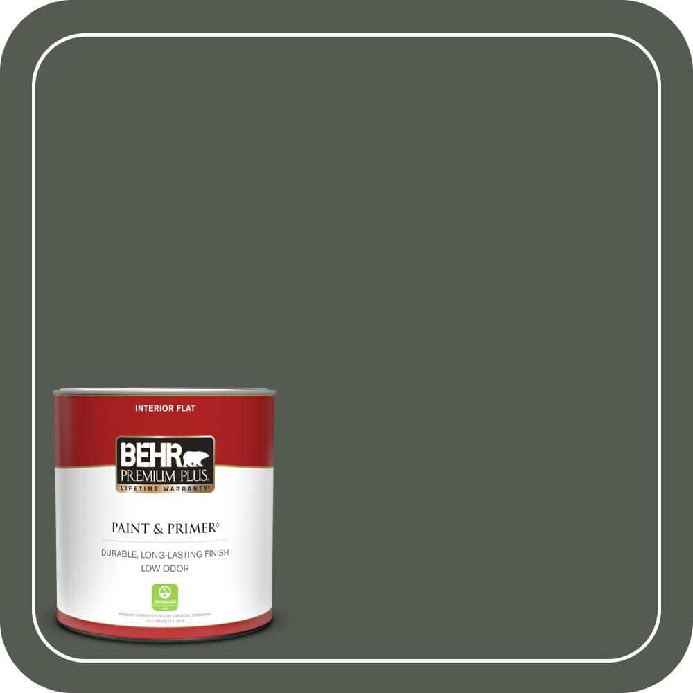 BEHR PREMIUM PLUS 1 qt. #N410-7 North Woods Flat Low Odor Interior Paint & Primer