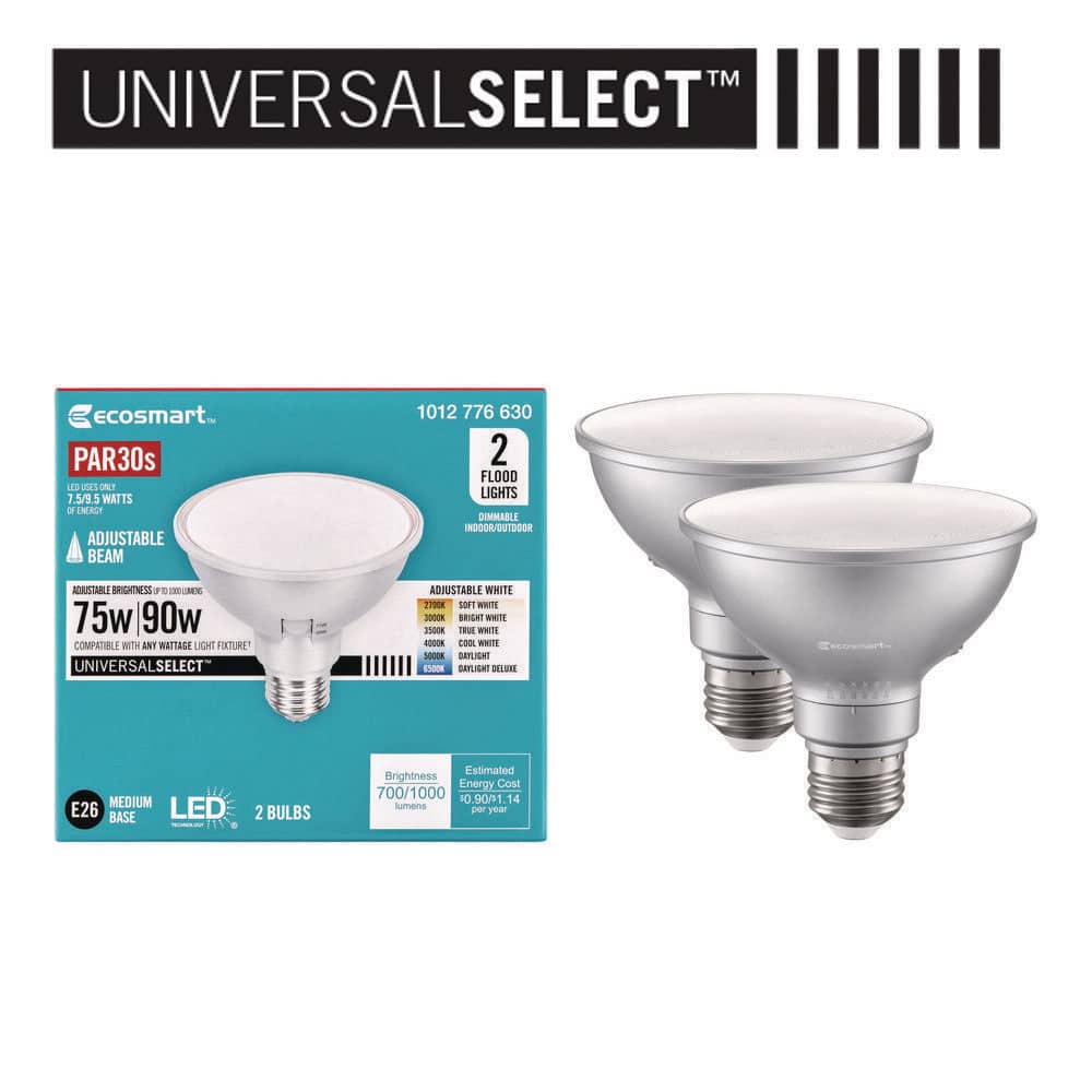 EcoSmart Universal Select 75/90-Watt Equivalent PAR30S Dimmable Adjustable Beam Angle LED Light Bulb with 6-CCT (2-Pack) (2)