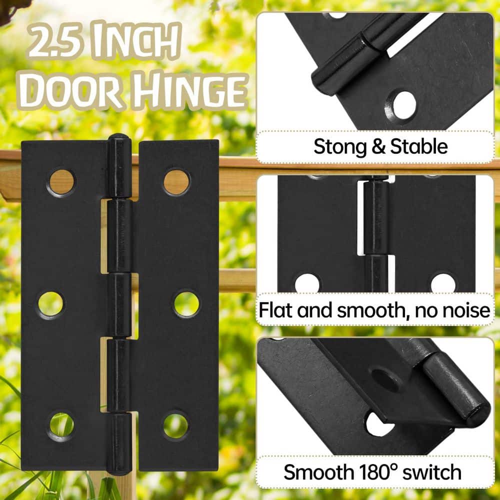 Wudkey 24 Pack 2.5 in. Door Hinge Cabinet Hinge, Black Butt Hinges Ball Bearing Hinges Window Hinges Outdoor Hinges (3)