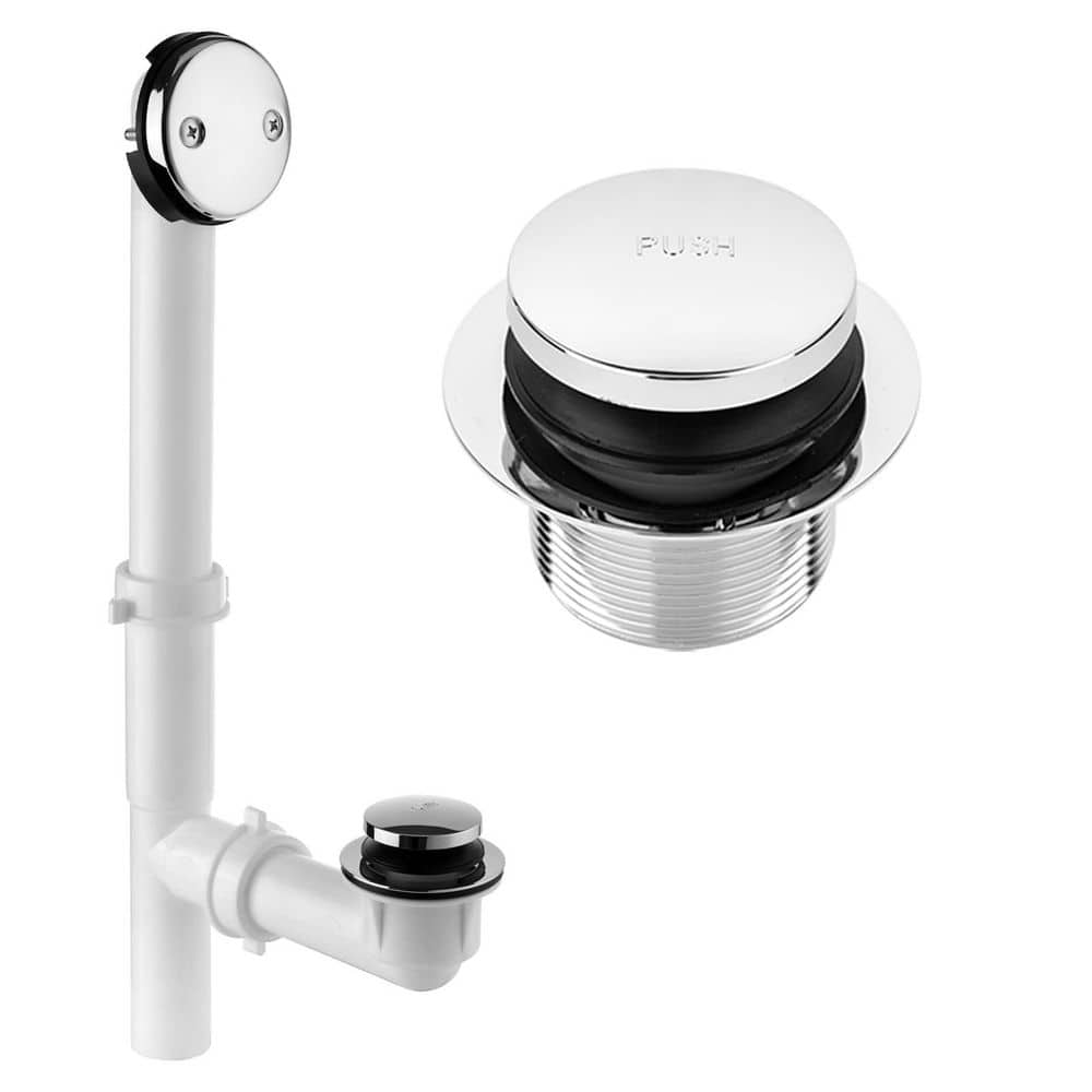 Wudkey 1-Piece 1-1/2" Bathtub Tub Drain Kit with Touch-Toe Tub Drain Stopper and Overflow Faceplate Included in Polished Chrome (1)