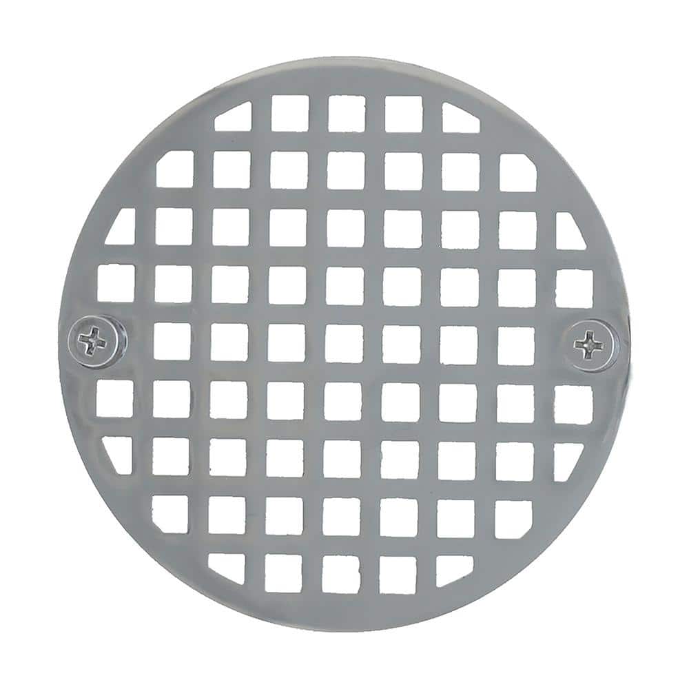 JONES STEPHENS 4 in. Round Replacement Strainer with 2 Screws in Chrome Plated for Metal Spuds for Shower/Floor Drains