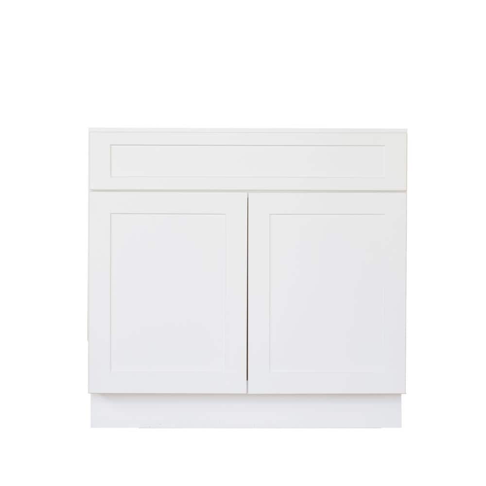 Bremen Cabinetry Bremen Ready to Assemble Shaker W 21 in. D 34.5 in. H Vanity Cabinet with Two Doors Satin