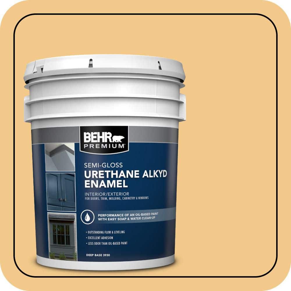 BEHR PREMIUM 5 gal. Home Decorators Collection #HDC-CL-16 Beacon Yellow Urethane Alkyd Semi-Gloss Enamel Interior/Exterior Paint
