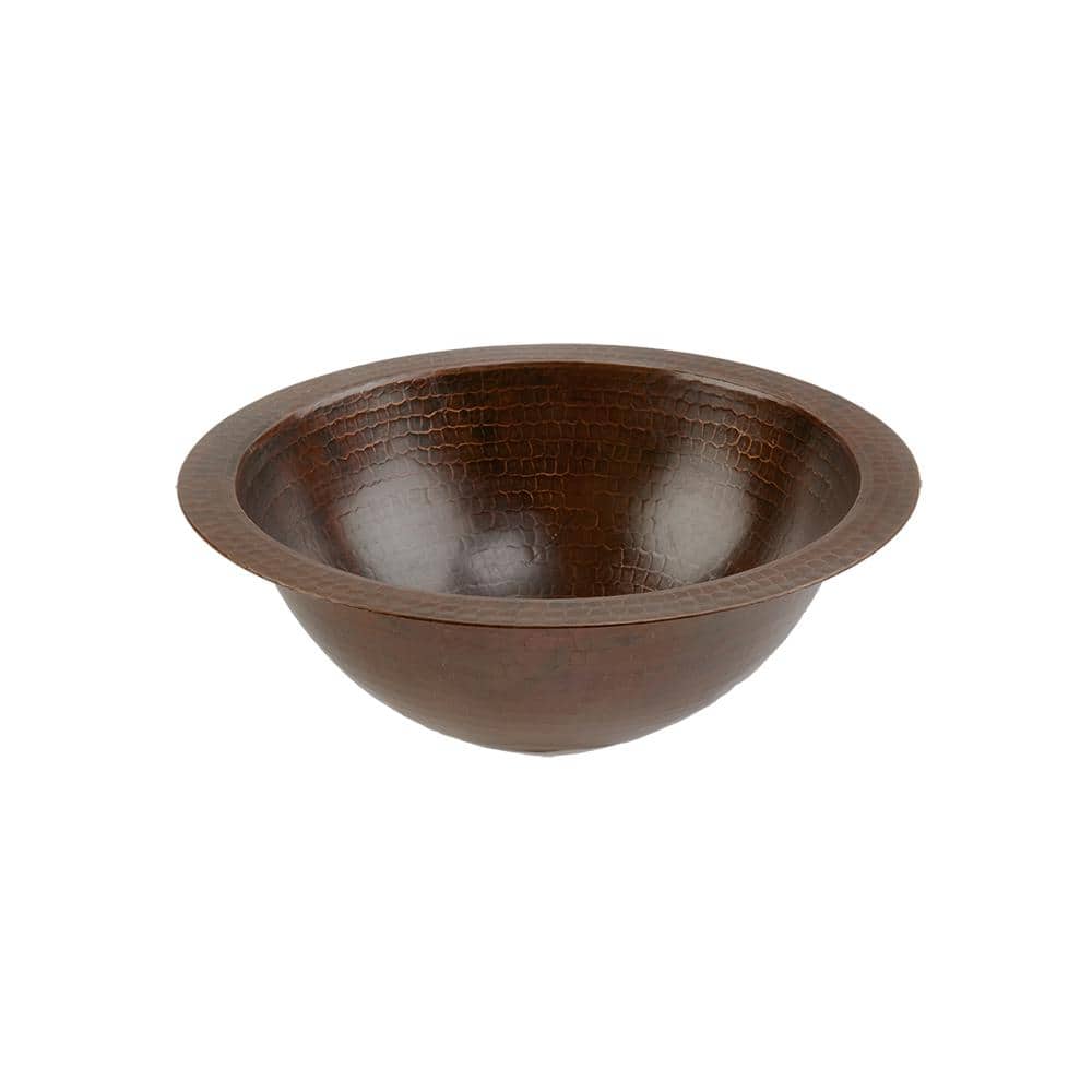 Premier Copper Products Under-Counter Small Round Hammered Copper Bathroom Sink in Oil Rubbed Bronze (1)