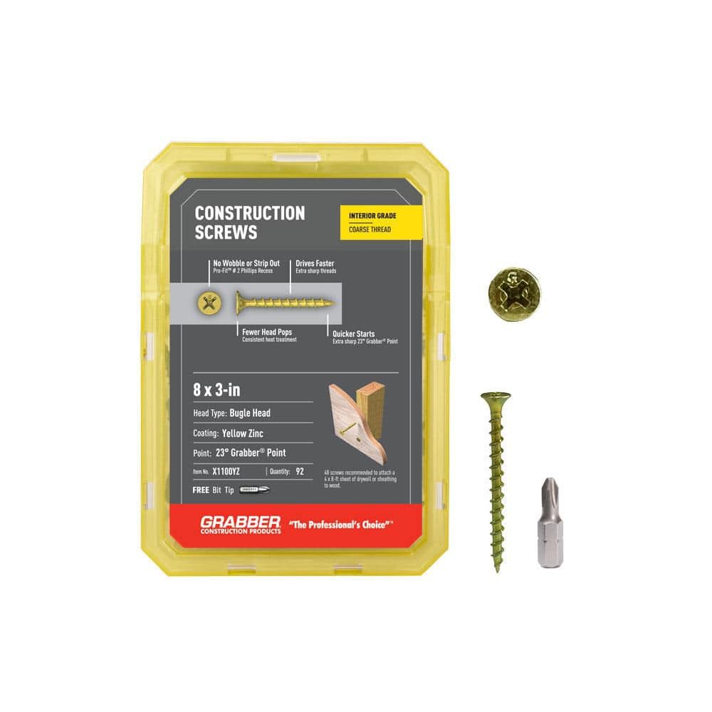 Grabber #8 x 3 in. Bugle Head Philips Gold Screw (1 lb. per Box)