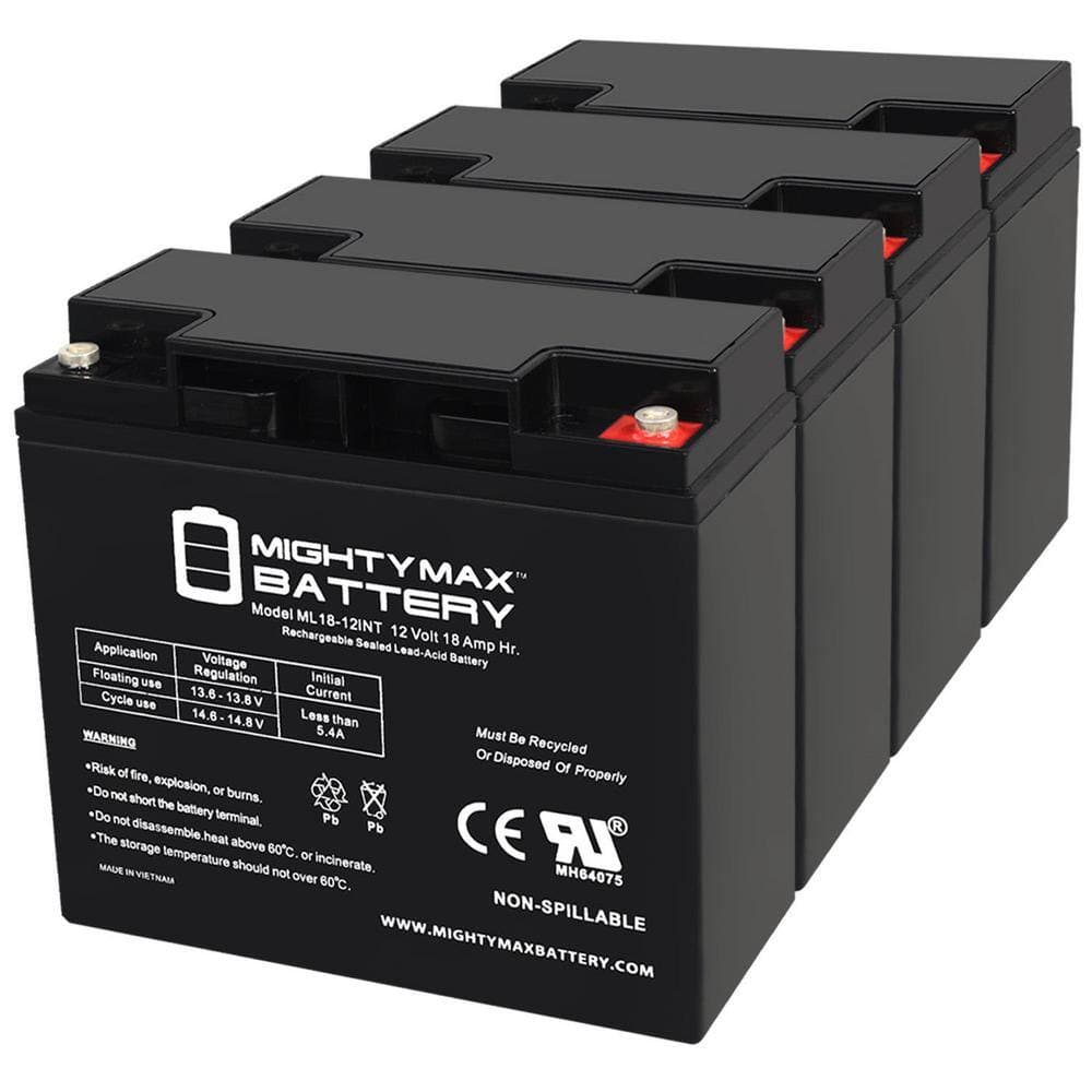 MIGHTY MAX BATTERY 12-Volt 18AH SLA INT Replacement Battery for 5799000010 - 4 Pack (1)