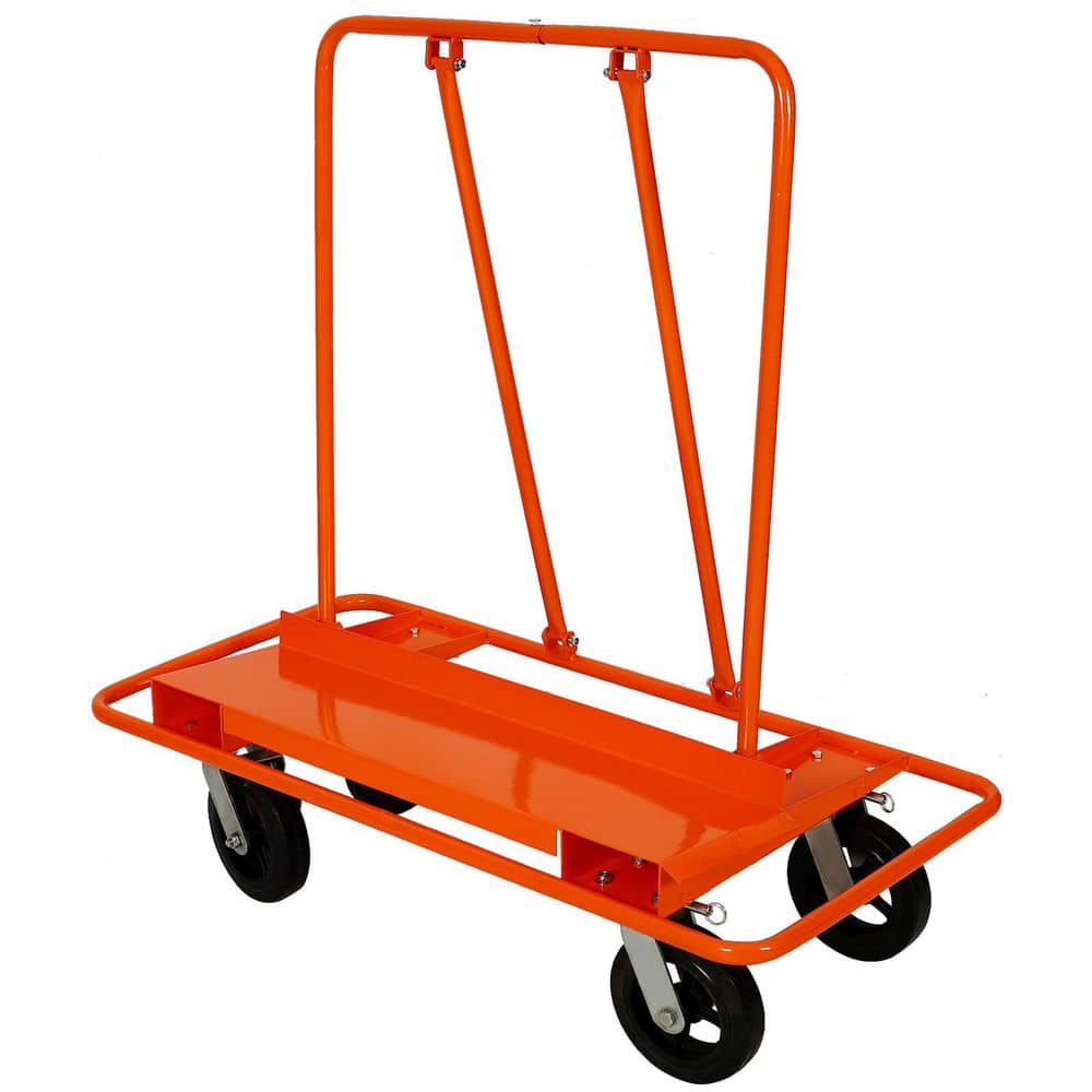 maocao hoom Heavy Duty Drywall Cart & Panel Dolly 2400lbs Load Capacity, panel service cart, 8" Black Mold-On Rubber Wheels