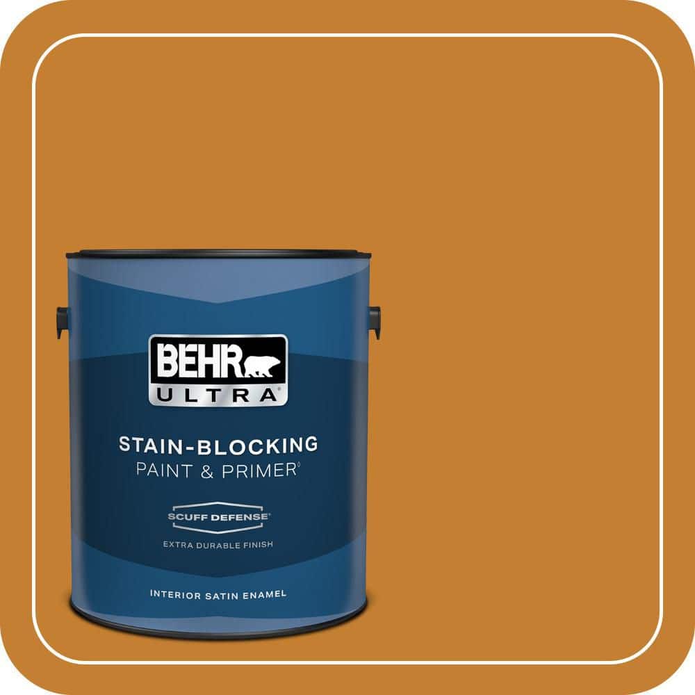 BEHR ULTRA 1 gal. #S-H-290 Exotic Honey Extra Durable Satin Enamel Interior Paint & Primer