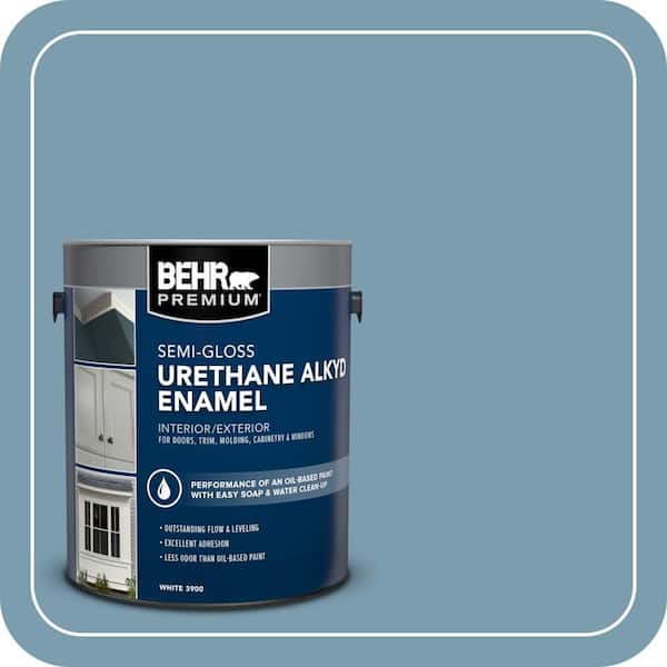 BEHR PREMIUM 1 gal. #550F-4 Cool Dusk Urethane Alkyd Semi-Gloss Enamel Interior/Exterior Paint (2)