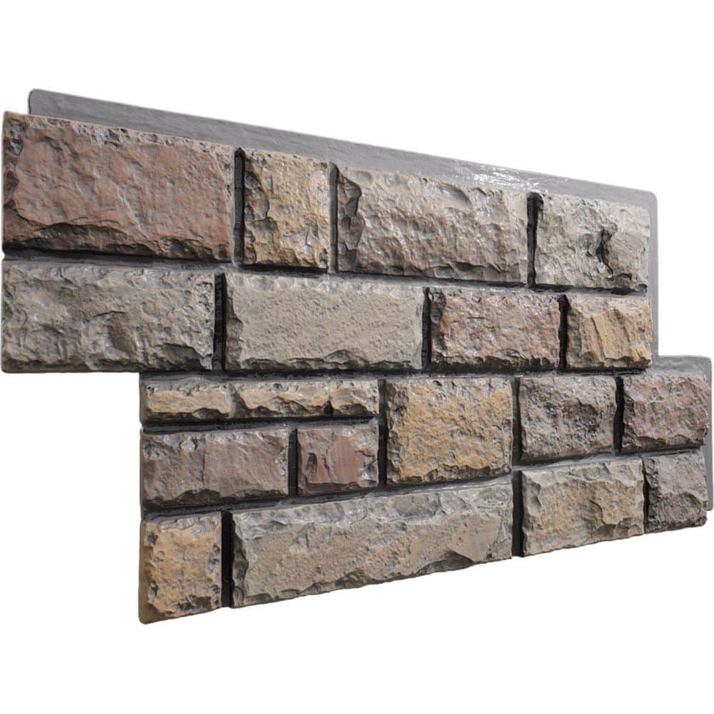 Ekena Millwork EverStone Regal Faux Stone Panel, 47 3/4"W x 24 3/4"H x 1 3/4"D, Grand Canyon Color (3)