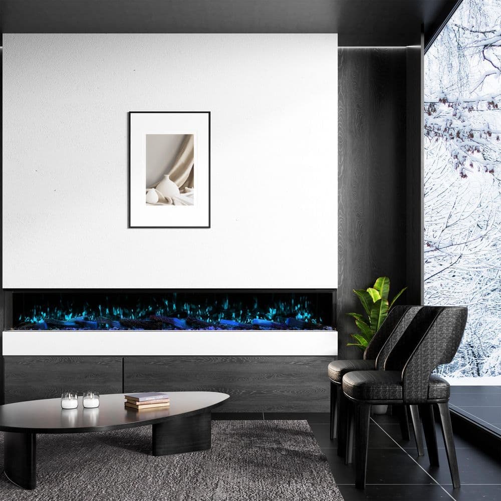 Mondawe 3-Sided Electric Fireplace, 3000W Smart WiFi Electric Fireplace Insert with Crackling Sound, RGB LED Flame Color (3)