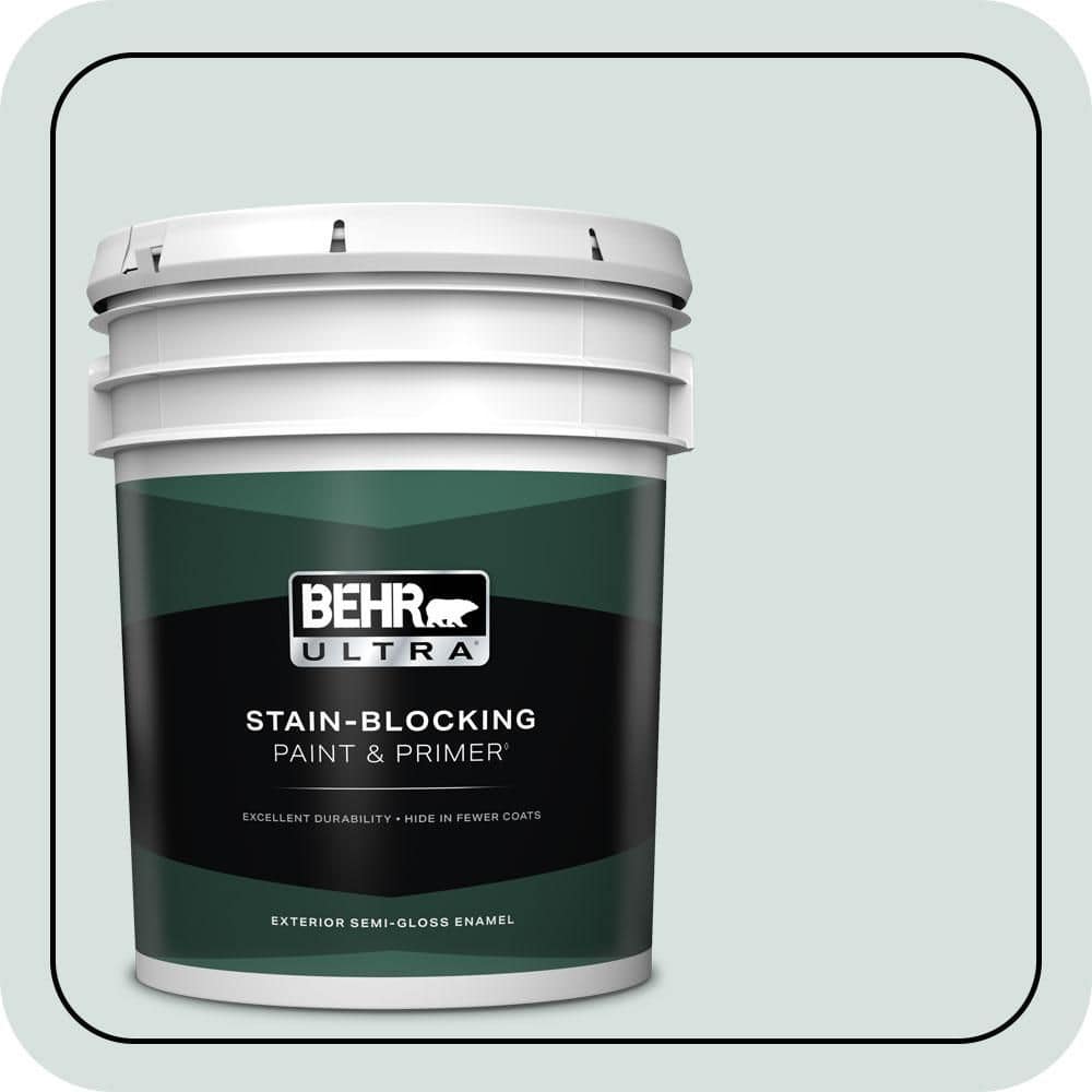 BEHR ULTRA 5 gal. #490E-2 Delicate Mist Semi-Gloss Enamel Exterior Paint & Primer