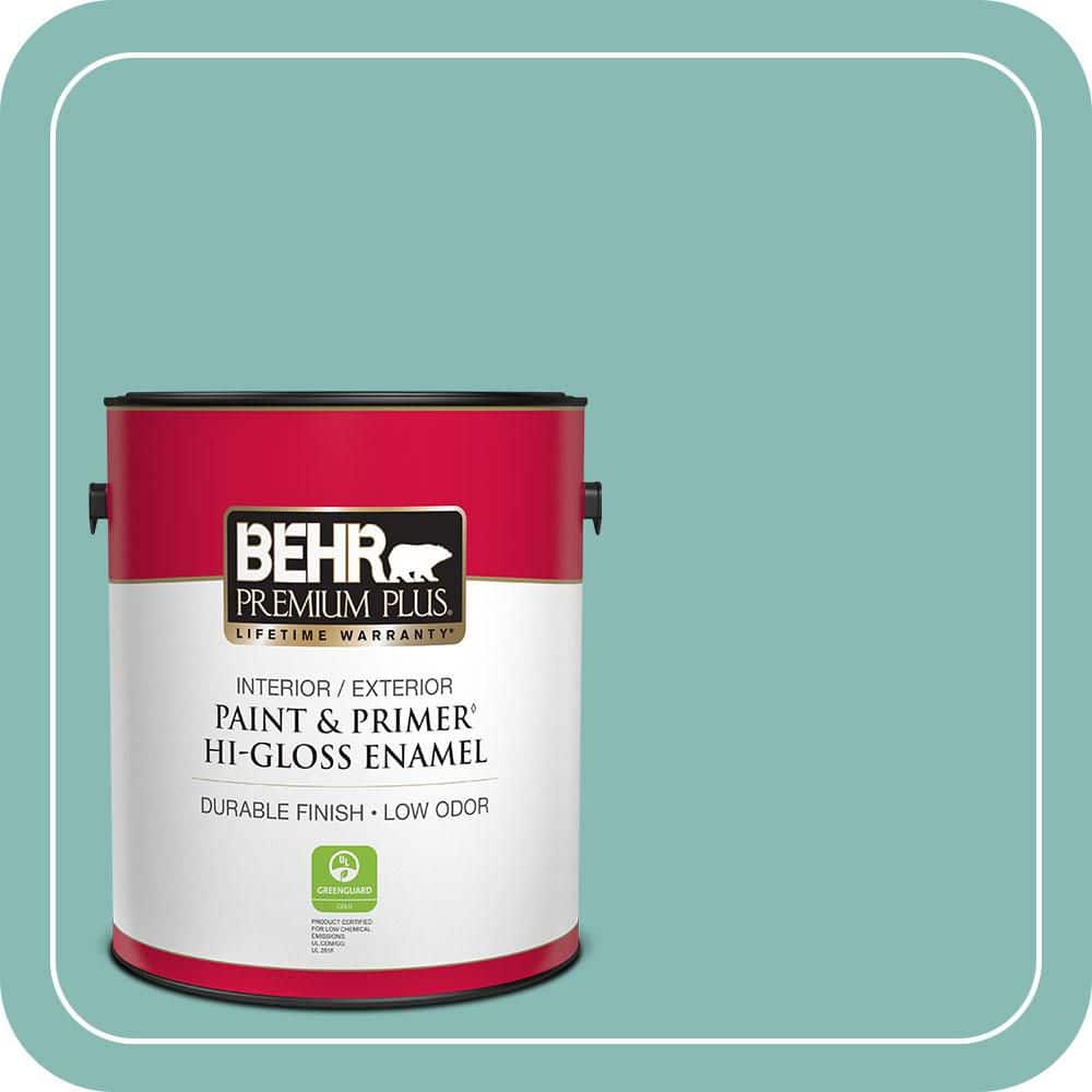 BEHR PREMIUM PLUS 1 gal. #T14-1 Ocean Liner Hi-Gloss Enamel Interior/Exterior Paint & Primer (1)
