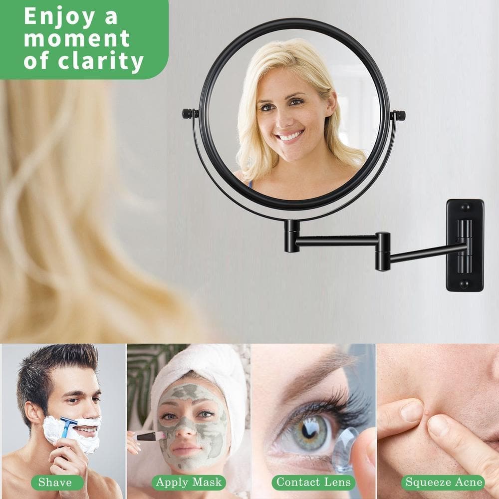 EAKYHOM 10X Wall Mount Bathroom Makeup Mirror in Black (2)