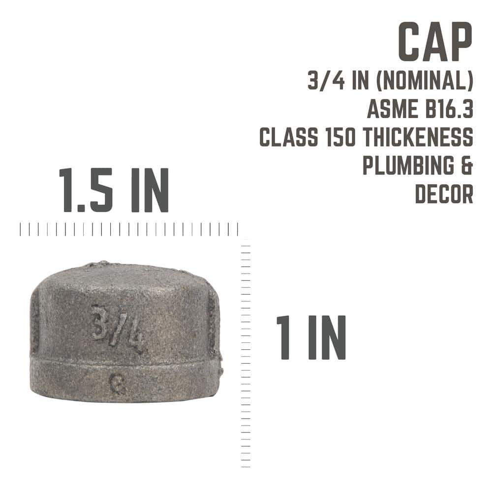 PIPE DECOR 3/4 in. Black Iron Cap (2)