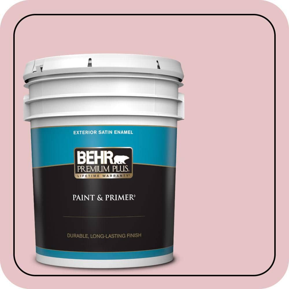 BEHR PREMIUM PLUS 5 gal. #S140-2 Cranapple Cream Satin Enamel Exterior Paint & Primer