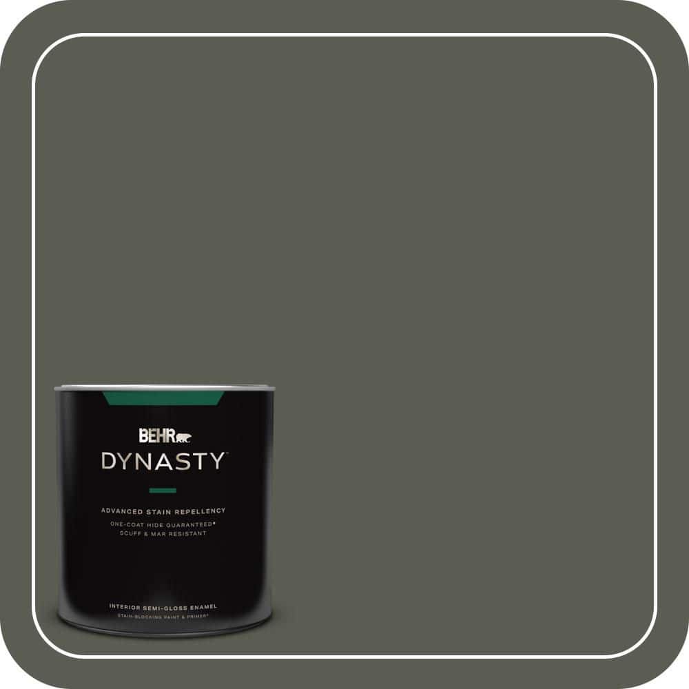 BEHR DYNASTY 1 qt. #N380-7 Black Bamboo One-Coat Hide Semi-Gloss Enamel Interior Stain-Blocking Paint and Primer