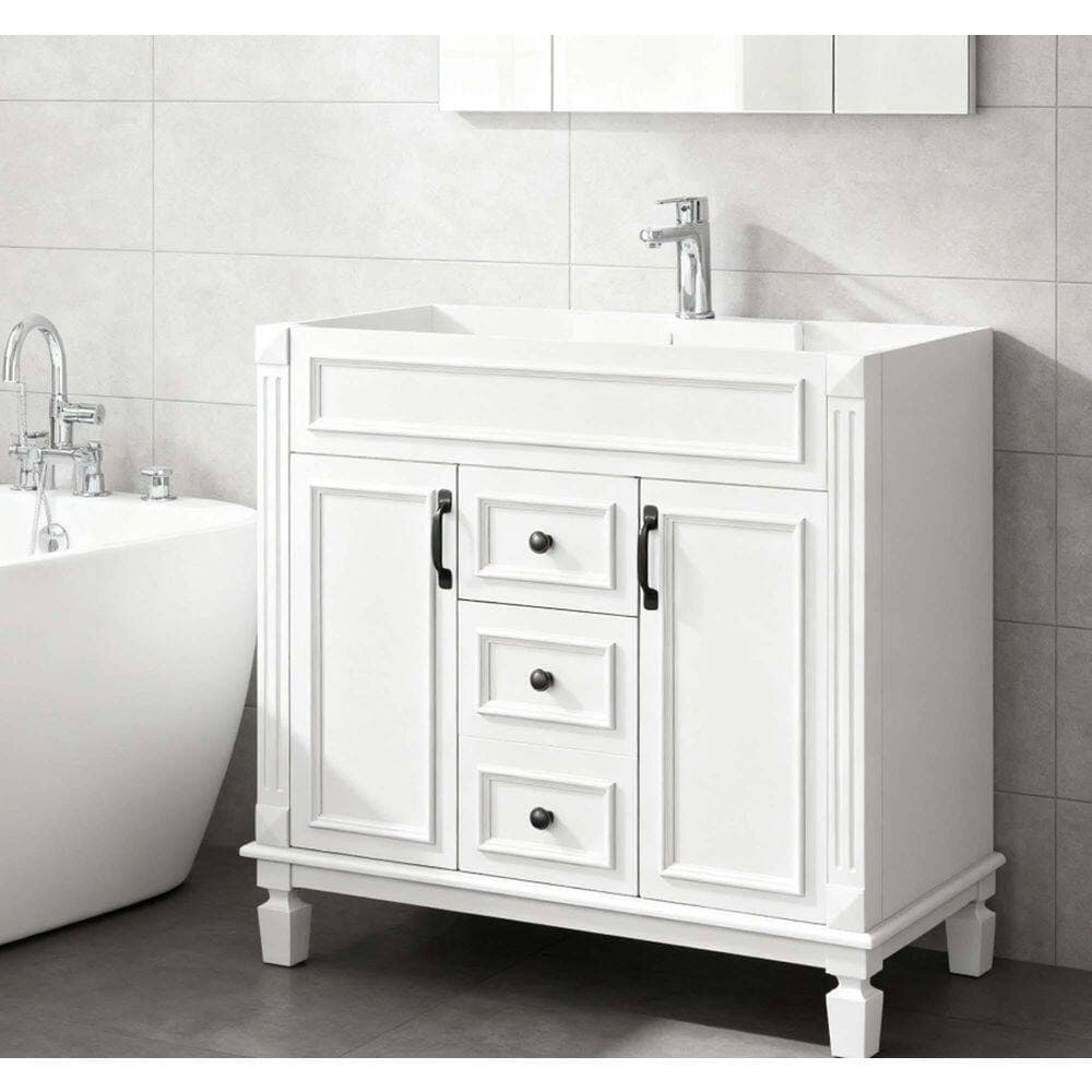 LuckByte 36 in. Bath Vanity Cabinet without Top with 2 Soft Closing Doors and 2 Drawers in White (2)