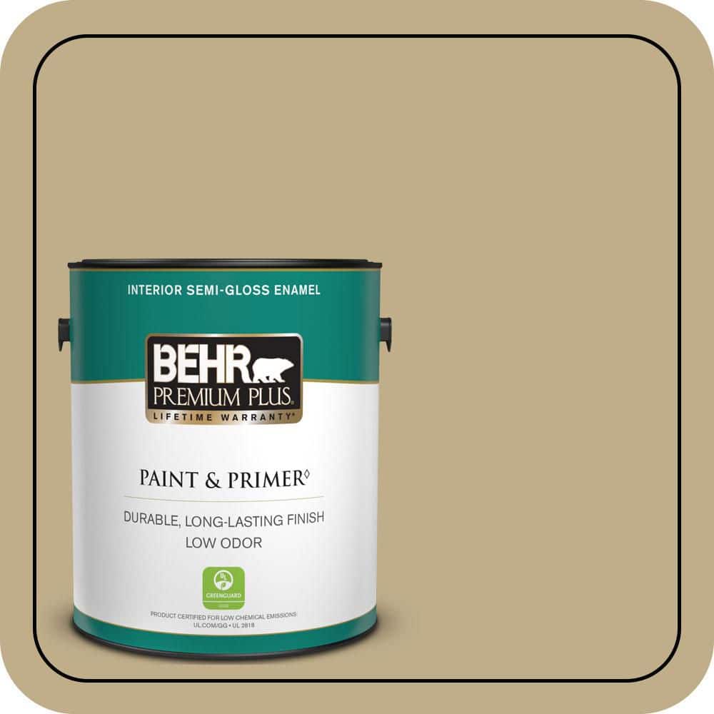 BEHR PREMIUM PLUS 1 gal. #S320-4 Oat Field Semi-Gloss Enamel Low Odor Interior Paint & Primer