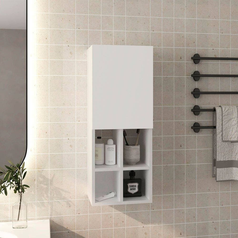 YSQCAR 12.2 in. W x 9.25 in. D x 31.5 in. H Bathroom Storage Wall Cabinet in White with 1 Door, 5 Shelves (2)