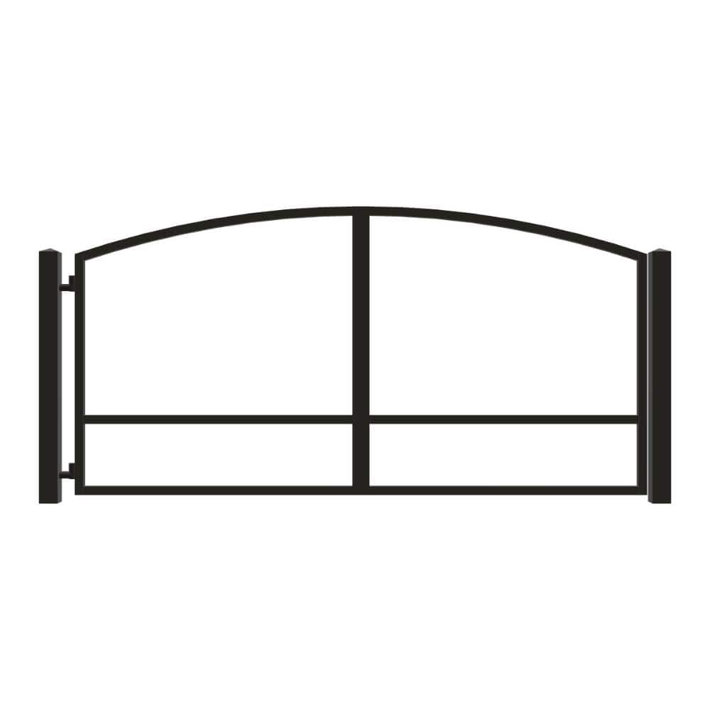 Unbranded Driveway Gate — Swing, Side, Arch, Black — 150"W x 72"H