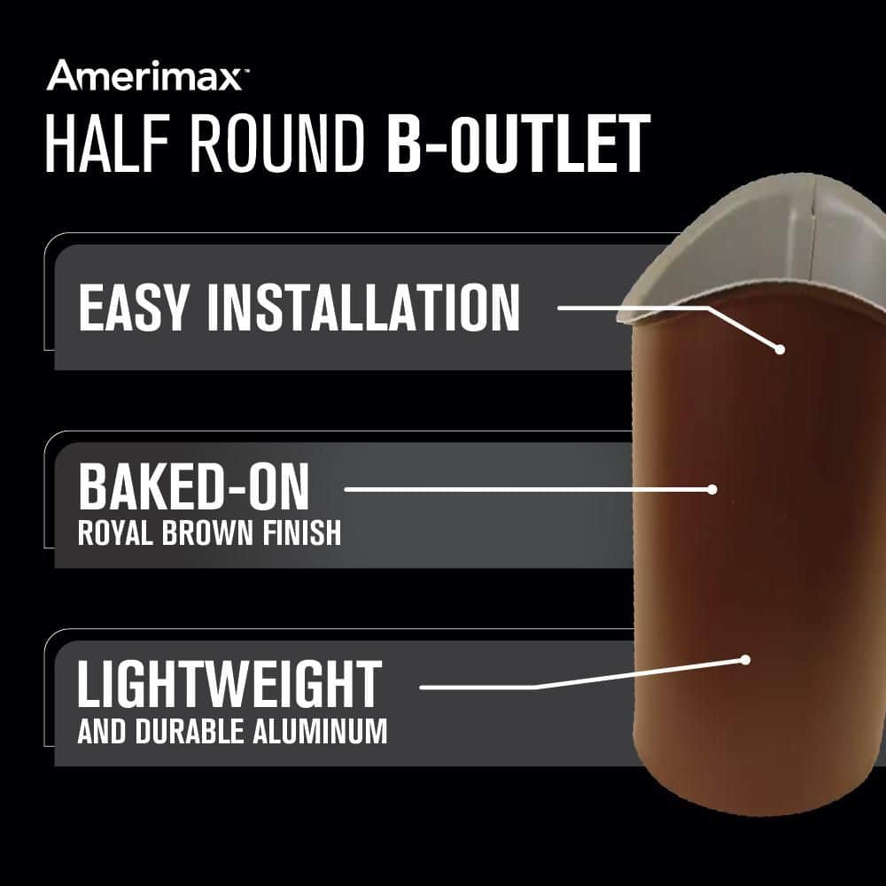 Amerimax Home Products 4 in. Royal Brown Aluminum Half-Round B-Outlet (2)