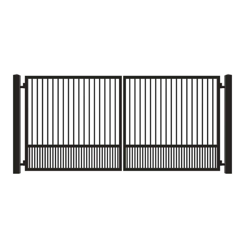 Unbranded Driveway Gate — Swing, Center, Square, Puppy, Black — 158"W x 72"H (1)