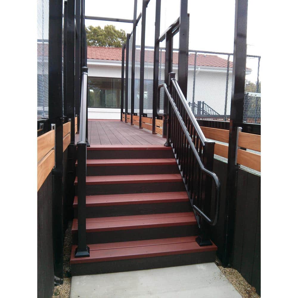 EZ Handrail Textured Black Aluminum Hand Rail Wall Bracket (2)