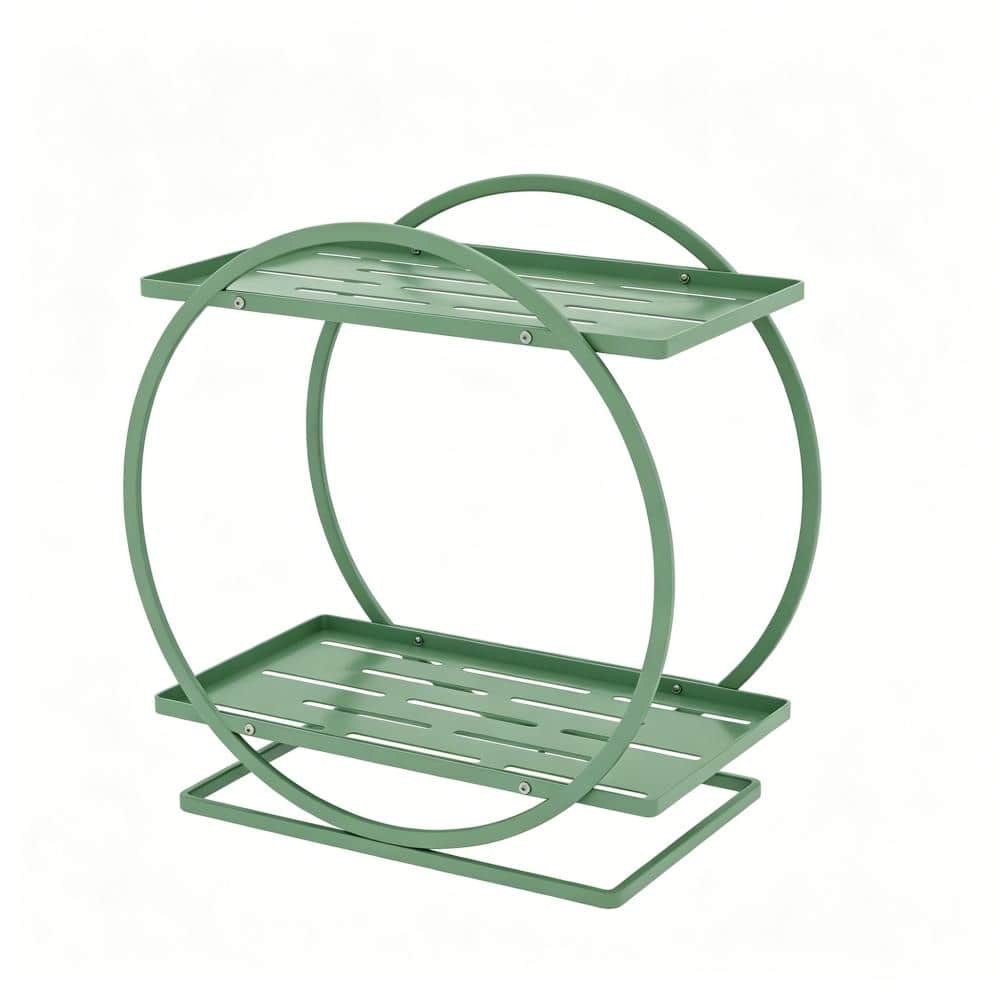 Whatseaso 11 in. W x 11.4 in H x 6 in. D Metal in Green Over The Toilet Storage 2-Tier Bathroom Countertop Organizers (1)
