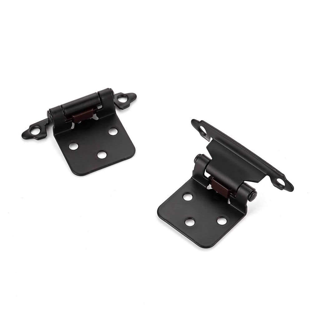 Numhew 30-Pack (15 Pairs) 1/2 in. Overlay Self-Closing Kitchen Cabinet Hinges with Door Bumpers and Screws, Black (1)