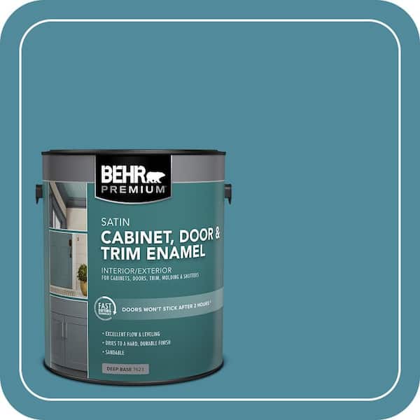 BEHR PREMIUM 1 gal. #S460-5 Blue Square Satin Enamel Interior/Exterior Cabinet, Door & Trim Paint (2)