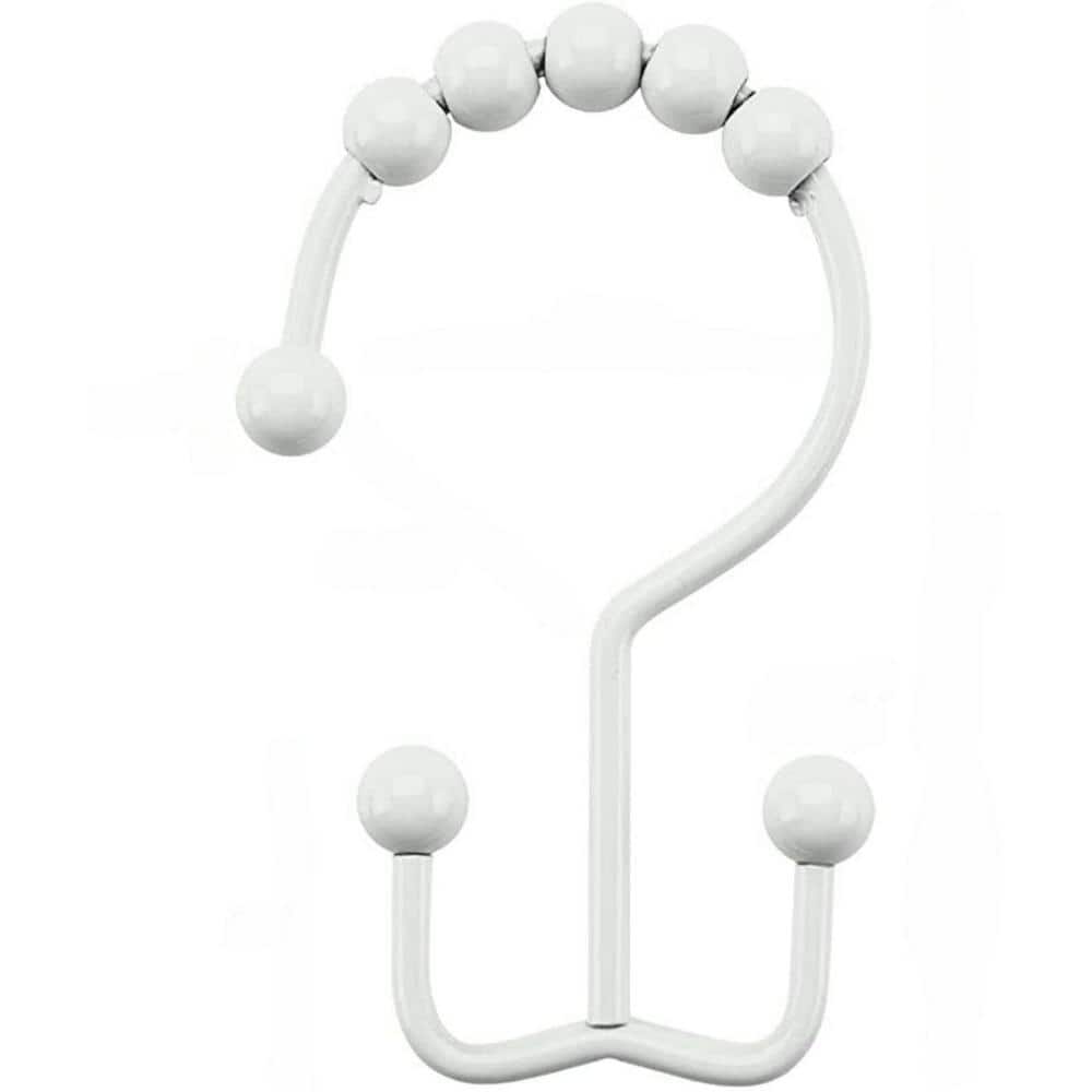 Dyiom Shower Curtain Hooks Rings, Durable Metal Double Glide Shower Hooks for Bathroom Shower Curtains Rings/Hooks, in White (1)