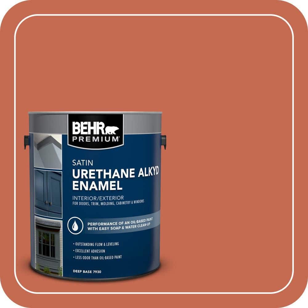 BEHR PREMIUM 1 gal. #T16-14 Raw Copper Urethane Alkyd Satin Enamel Interior/Exterior Paint