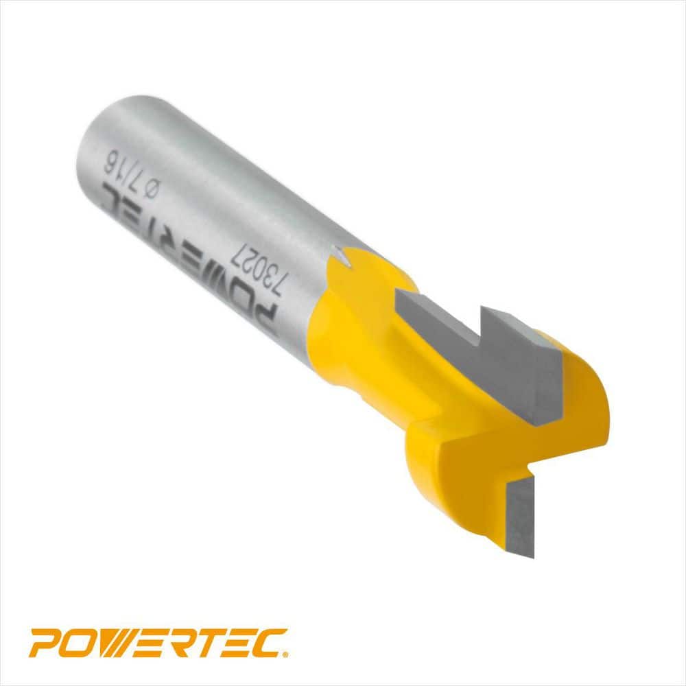 ‎POWERTEC T-Slot / T-Track Router Bit Set (2-Piece) Carbide Tipped, 1/4 in. Shank, 7/16 in. Dia. Compatible with 1/4 in. Hex Bolts (2)
