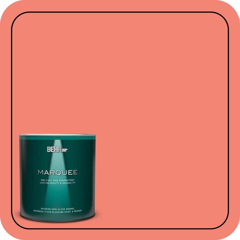 BEHR MARQUEE 1 qt. #T16-07 Coralette Semi-Gloss Enamel Interior Paint & Primer